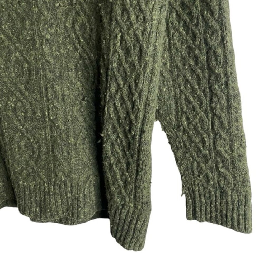Benson Men's Green Shawl Collar Cable Knit Sweater - Picture 4 of 6
